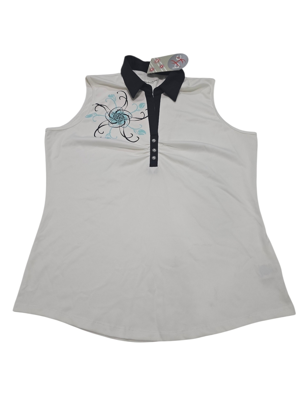 Bette&Court Ready Golf & Gear Shirt L Women's Sleeveless Top with Floral Detail